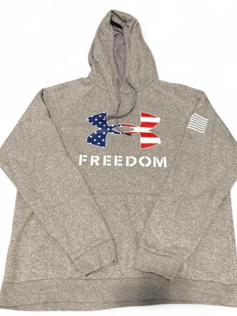 Under Armour Gray Hoodie with American Flag Logo - Freedom Graphic